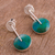 Chrysocolla dangle earrings, 'Magic Circle' - Modern Sterling Silver Chrysocolla Dangle Earrings (image 2b) thumbail