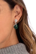 Chrysocolla dangle earrings, 'Magic Circle' - Modern Sterling Silver Chrysocolla Dangle Earrings