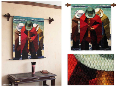 Wandteppich aus Wolle, 'Andean Melody' - Handgefertigter Wandteppich aus Wolle