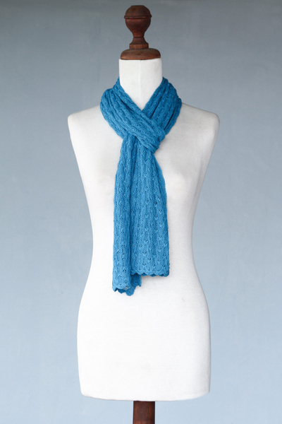 Alpaca blend scarf, 'Piura Blue' - Alpaca blend scarf