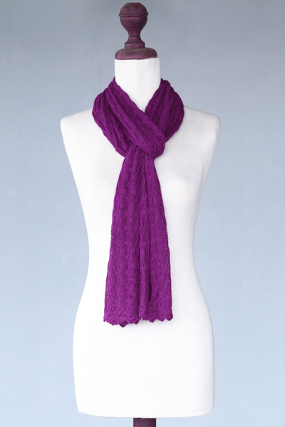 Alpaca blend scarf, 'Piura Lilac' - Alpaca blend scarf