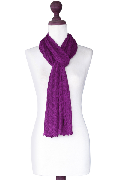 Alpaca blend scarf, 'Piura Lilac' - Alpaca blend scarf