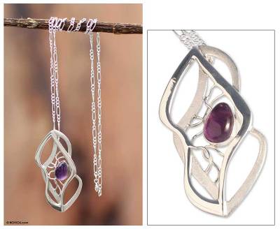 Amethyst pendant necklace, 'Lyrical' - Amethyst pendant necklace