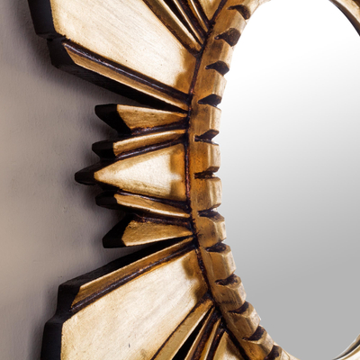Mohena wood mirror, 'Cuzco Sun' (medium) - Handcrafted Gilded Wood Mirror (Medium)