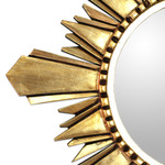 Mohena wood mirror, 'Cuzco Sun' (large) - Unique Round Gilded Wood Mirror (22") with Bronze Leaf