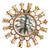 Spiegel aus Mohena-Holz, „Fleur de Lis“. - Runder Sonnenspiegel aus Mohenaholz mit Bronzeblatt