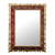 Reverse-painted glass wall mirror, 'Scarlet Flame' - Rectangular Handcrafted Floral Reverse-Painted Glass Mirror thumbail