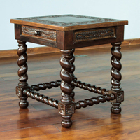 Mohena wood and leather accent table, 'Viceroy' - Handcrafted Traditional Leather Wood End Table