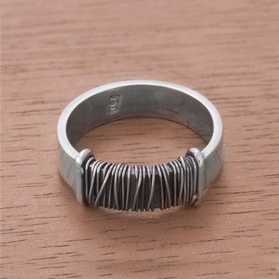Silver band ring, 'Aesthetic Peru' - Silver band ring