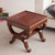 Mohena wood and leather accent table, 'Fern Garland' - Peruvian Contemporary Leather Wood Accent Table (image 2) thumbail
