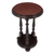 Mohena wood and leather accent table, 'Pedestal' - Traditional Leather Pedestal Wood Accent Table thumbail