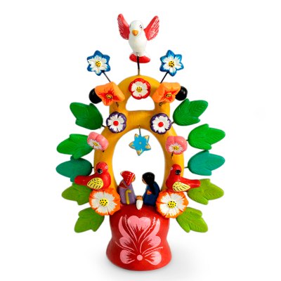 Ceramic sculpture, 'Sweet Nativity' - Fair Trade Christmas Ceramic Bird Sculpture