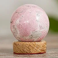 Rhodonite sphere, 'Refinement' - Rhodonite Sphere Sculpture from Peru