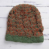 100% alpaca hat, 'Pepper Orange' - Alpaca Wool Crochet Hat