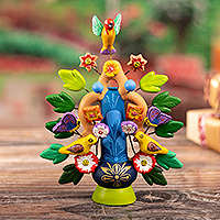 Portavelas de cerámica, 'Spring Tree of Life' - Portavelas de cerámica de colección