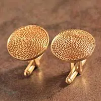 Gold plated filigree cufflinks, 'Starlit Sun' - Handcrafted Gold-plated Silver Cufflinks from Peru