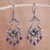 Amethyst chandelier earrings, 'Dark Filigree Maze' - Amethyst chandelier earrings (image 2) thumbail