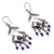 Amethyst chandelier earrings, 'Dark Filigree Maze' - Amethyst chandelier earrings (image 2d) thumbail