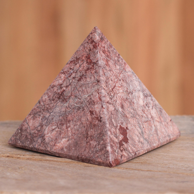 Garnet pyramid, 'Creativity' - Hand Carved Garnet Pyramid Sculpture Genuine Gemstone