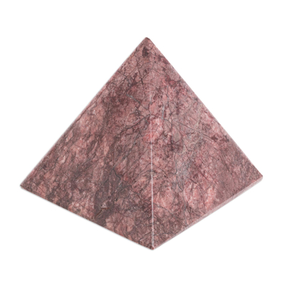 Garnet pyramid, 'Creativity' - Hand Carved Garnet Pyramid Sculpture Genuine Gemstone