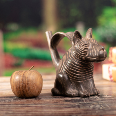 Escultura de cerámica - Escultura de perro de cerámica arqueológica peruana hecha a mano