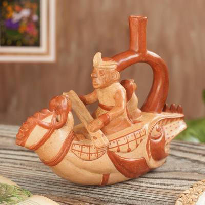 Escultura de cerámica - Escultura cerámica arqueológica de comercio justo