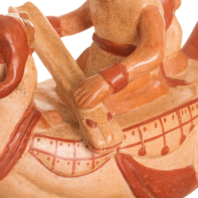 Ceramic sculpture, 'Moche Jailer' - Fair Trade Archaeological Ceramic Sculpture