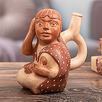 Ceramic sculpture, 'Moche Mother'