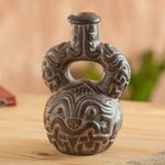 Ceramic vessel, 'Cupisnique Cat' - Archaeological Ceramic Sculpture from Peru