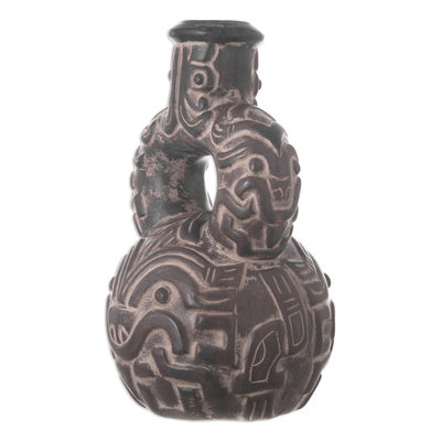 Keramikgefäß 'Cupisnique Cat' - Archäologische Keramikskulptur aus Peru