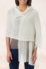 Alpaca blend shawl,  'Muse' - Pure Alpaca Wool Shawl from Peru
