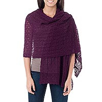 Featured review for Alpaca blend shawl, Muse in Plum