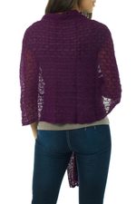 Alpaca blend shawl, 'Muse in Plum' - Alpaca Wool Soft Hand Knit Shawl