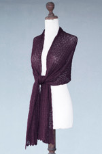 Alpaca blend shawl, 'Muse in Plum' - Alpaca Wool Soft Hand Knit Shawl