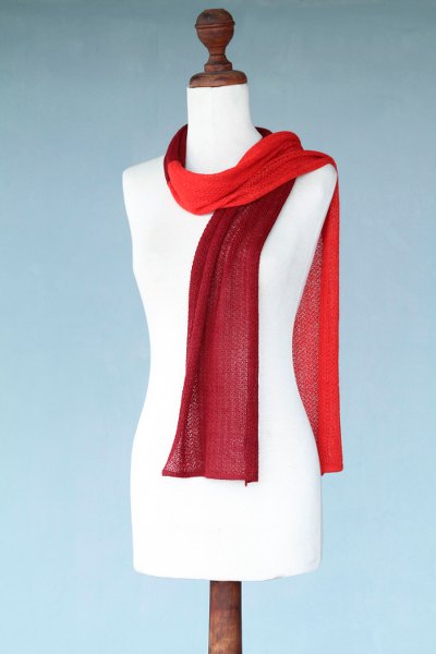 Alpaca blend scarf, 'Bold Red' - Alpaca blend scarf