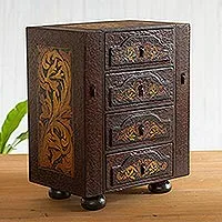 Cedar jewelry box, 'Royal Heritage' - Elegant Handcrafted Peruvian Ceder Jewelry Box