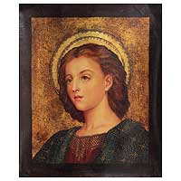 'Contemplative Madonna' - Religious Folk Art Painting