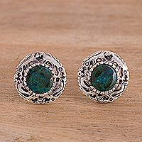 Featured review for Chrysocolla button earrings, Sun God