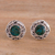 Chrysocolla button earrings, 'Sun God' - Chrysocolla Button Earrings thumbail