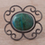 Chrysocolla brooch pin pendant, 'Sea of Tranquility' - Floral Sterling Silver Chrysocolla Brooch Pin thumbail