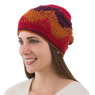 100% alpaca hat, 'Inca Fire' - 100% alpaca hat