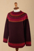 Art knit alpaca sweater, 'Playful Plum' - Women's Art Knit Alpaca Pullover Sweater from Peru (image 2f) thumbail