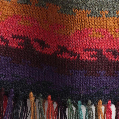 100% alpaca scarf, 'Andean Twilight' - Alpaca Wool Striped Scarf from Peru