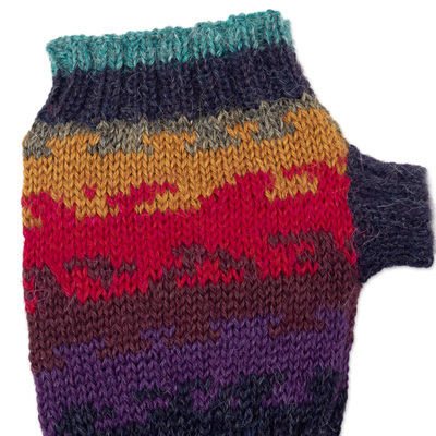 100% alpaca fingerless mitts, 'Andean Twilight' - Hand Crafted Alpaca Wool Gloves