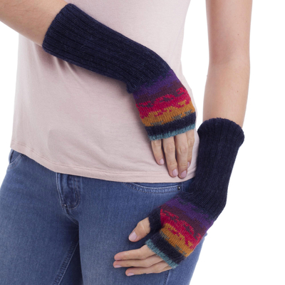 fingerlose Handschuhe aus 100 % Alpaka - Handgefertigte Handschuhe aus Alpakawolle