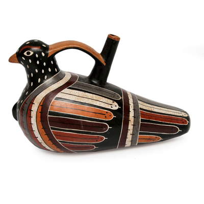 Ceramic vessel, 'Dove' - Unique Hand Painted Ceramic Bird Art Vessel