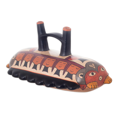 Ceramic vessel, 'Nazca Centipede' - Fair Trade Archaeological Ceramic Museum Replica Sculpture