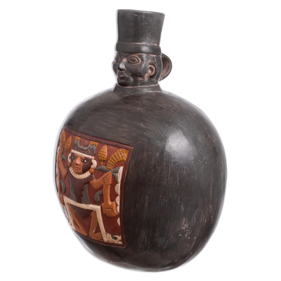 Ceramic vase, 'Chimu Priest' - Hand Made Archaeological Ceramic Vase