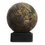 Serpentine sphere, 'Forest Whisper' - Modern Serpentine Gemstone Sculpture