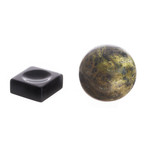 Serpentine sphere, 'Forest Whisper' - Modern Serpentine Gemstone Sculpture